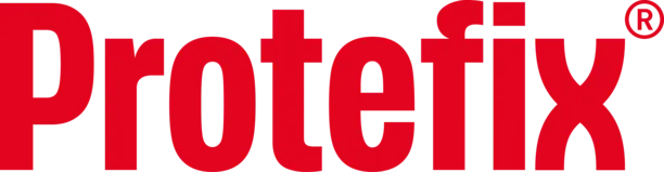 Logo of Protefix in bold red letters. The design emphasizes the brand name prominently against a white background.